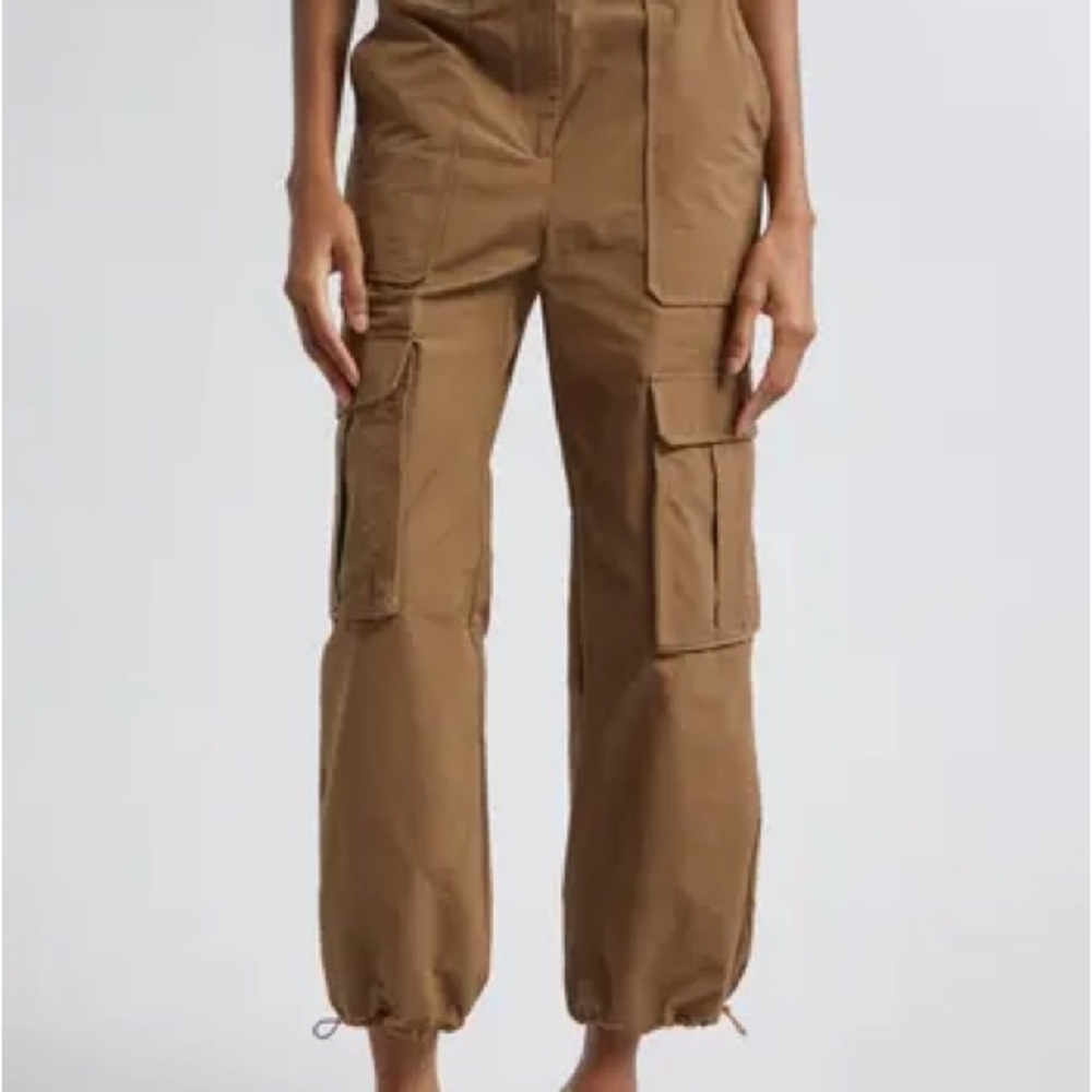 Veronica Beard Tan Cargo Ankle-Cropped Utility Pants
